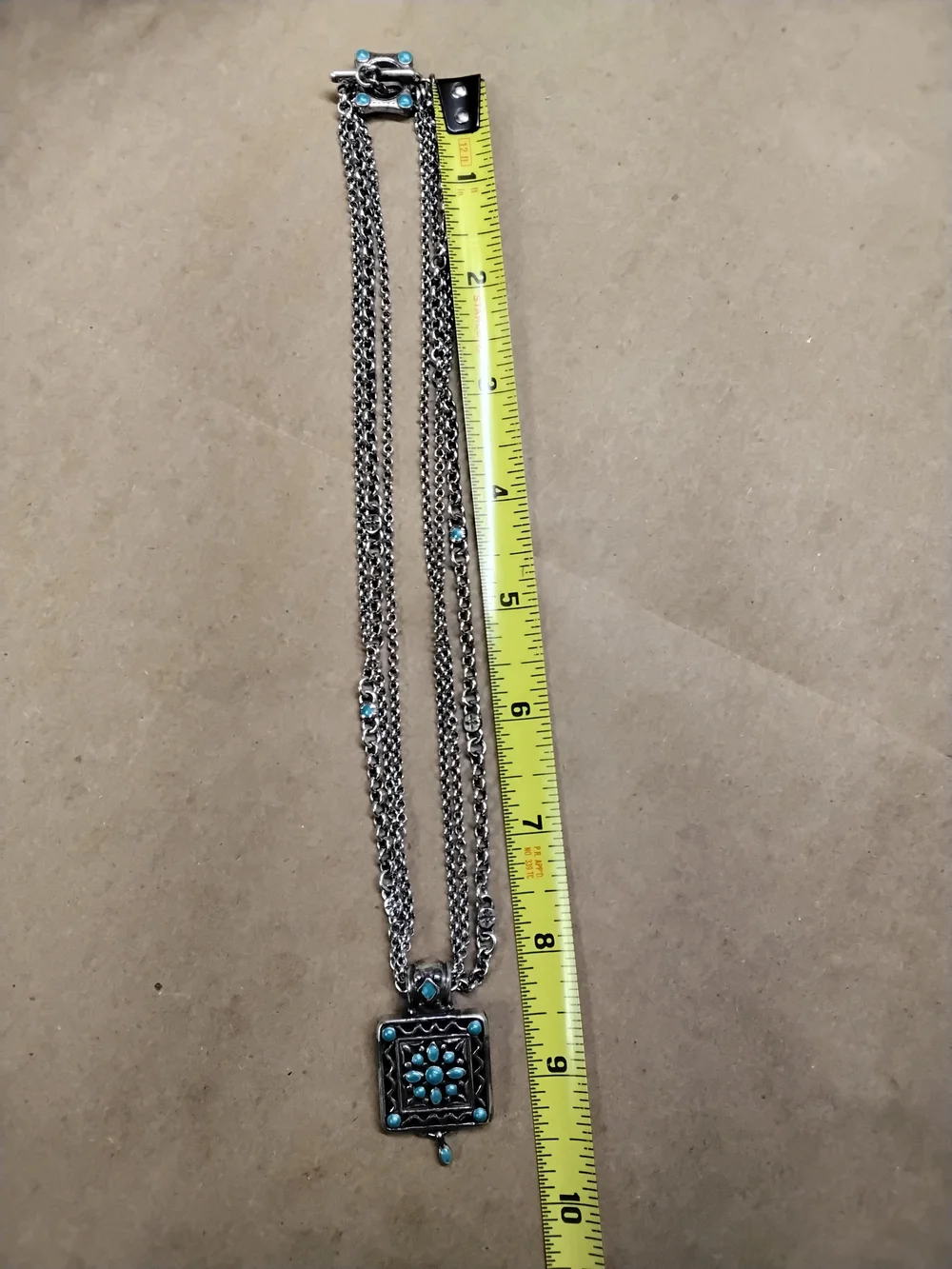 Brighton Silver-Tone Multi-Strand Necklace with Turquoise Accents 16" Long - Picture 3 of 9